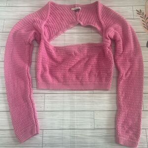 American Eagle Pink Knit Cropped Sweater, Concert wear, festival, Size XL